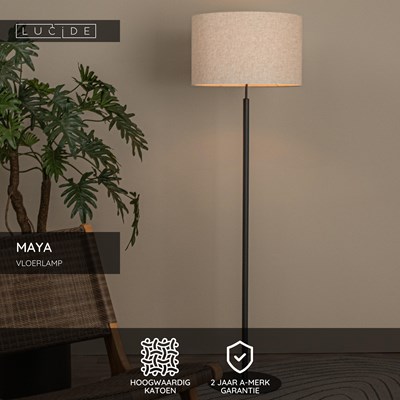 Lucide MAYA - Vloerlamp - Ø 45 cm - 1xE27 - Beige